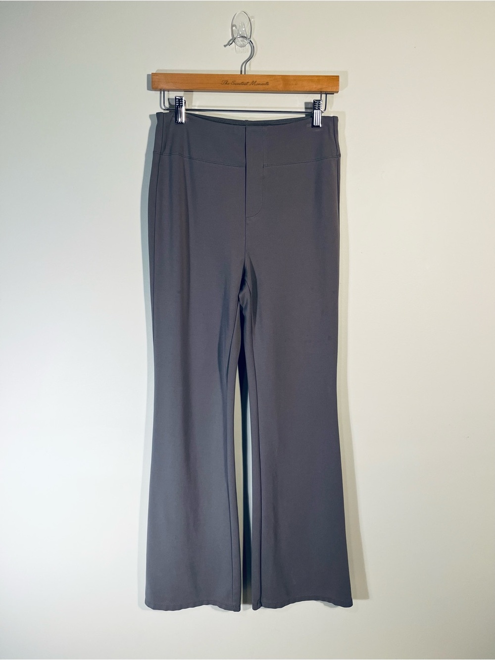 Halara Gray Flex High Waisted Back Side Pocket Slight Flare Work Pants Medium